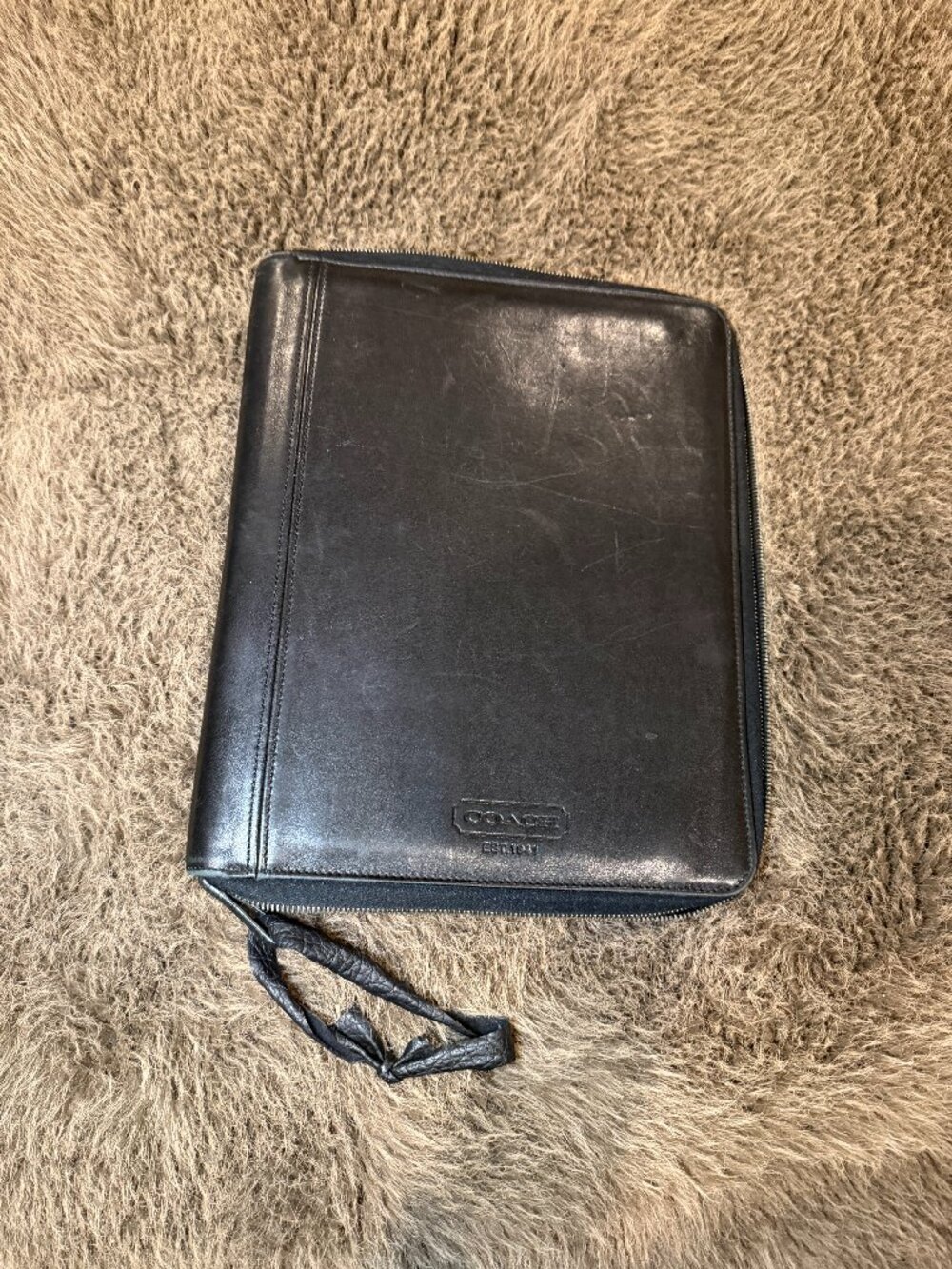 Vintage Coach Legacy Black Leather Zip Around Business Portfolio Organizer